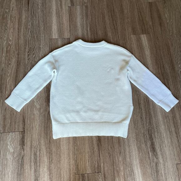 Jenni Kayne Chunky Crewneck Cotton Sweater Ivory White Boyfriend Everyday L - Picture 14 of 16